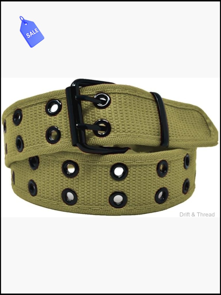 Canvas Casual Belt Double Hole Grommet Adjustable Web Waist